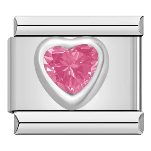 2024 New Women Romantic Heart Shiny CZ Italian Charm Links Fit 9Mm Bracelet Stainless Steel DIY Making Jewelry DJ033